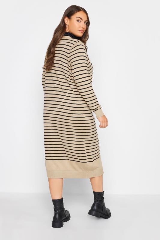 YOURS Plus Size Beige Brown Stripe Maxi Cardigan | Yours Clothing 5