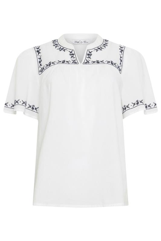 M&Co White Embroidered Cotton Dobby Blouse | M&Co 5