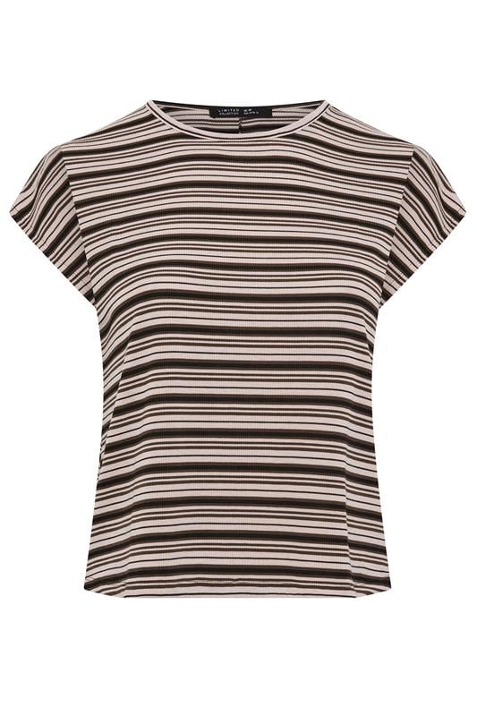 LIMITED COLLECTION Plus Size Brown Stripped Ribbed T-Shirt | Yours Clothing 5