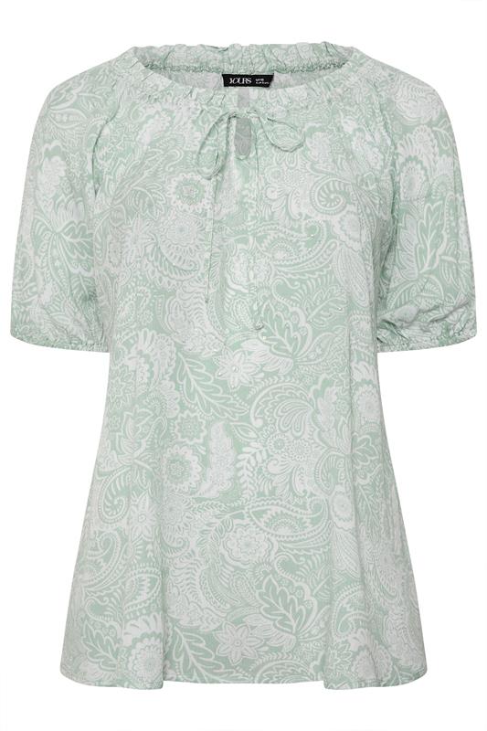 YOURS Plus Size Sage Green Textured Ditsy Floral Top | Yours Clothing 5