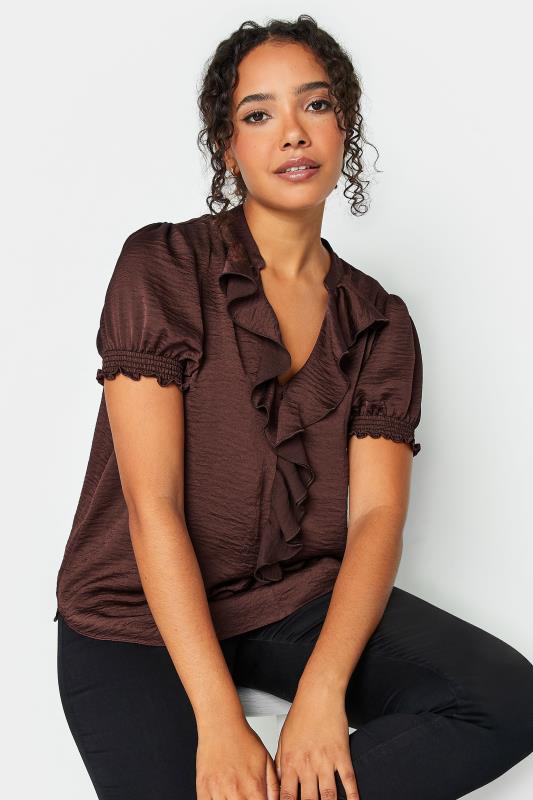 M&Co Brown Frill Satin Blouse | M&Co 4