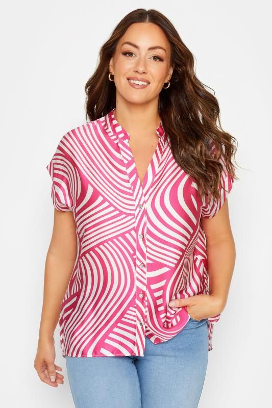 Women's  M&Co Pink Swirl Print Shirt