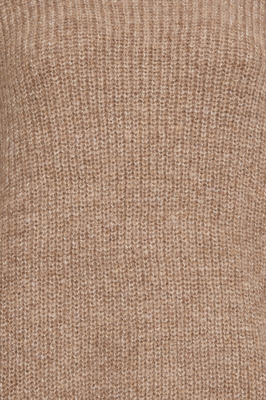 LTS Tall Beige Brown Funnel Neck Knitted Jumper | Long Tall Sally  5