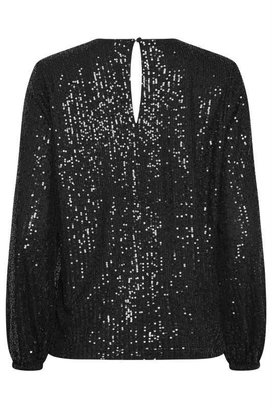M&Co Black Sequin Keyhole Long Sleeve Top | M&Co  6
