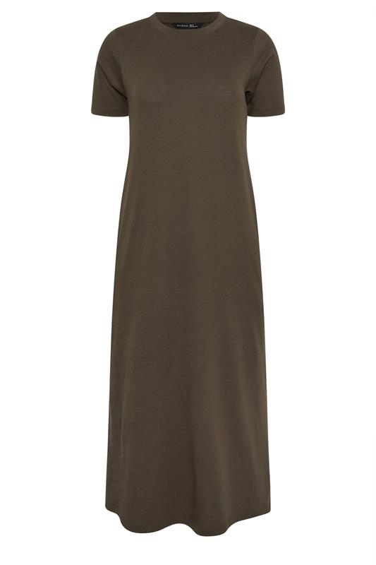 PixieGirl Petite Women's Chocolate Brown Cotton T-Shirt Maxi Dress | PixieGirl 5