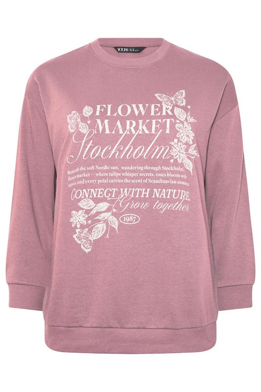 YOURS Plus Size Pink 'Stockholm' Butterfly Embellished Sweatshirt | Yours Clothing 5