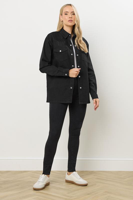 LTS Tall Black Denim Mid Wash Cotton Shirt | Long Tall Sally 2