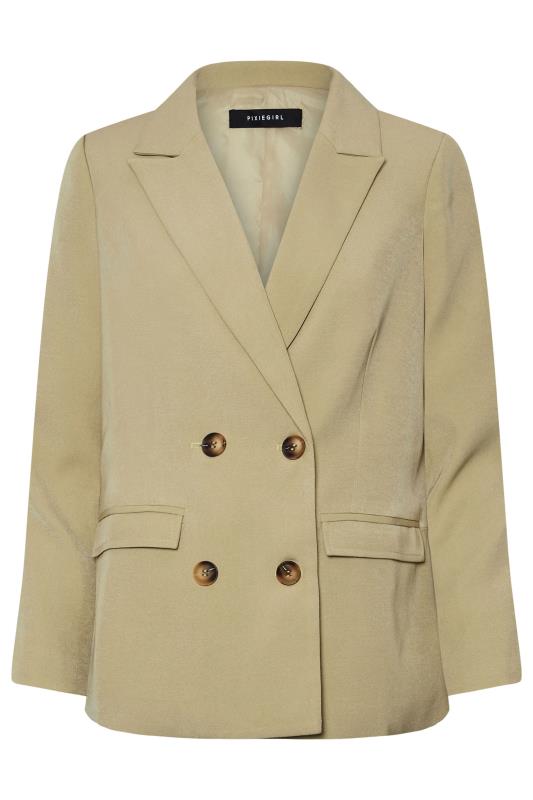 PixieGirl Petite Women's Stone Brown Tailored Double Breasted Blazer | PixieGirl 7