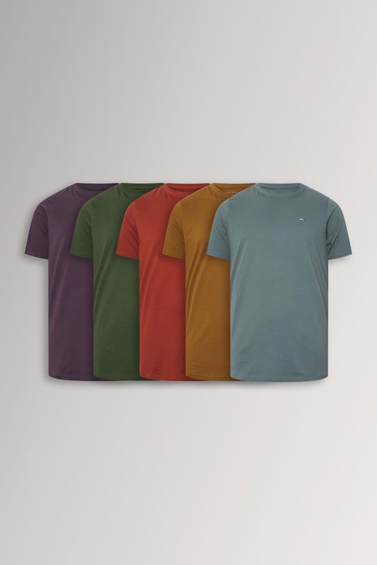 BadRhino Big & Tall 5 Pack Brown/Blue/Red/Green/Purple Extra Long Core T-Shirts