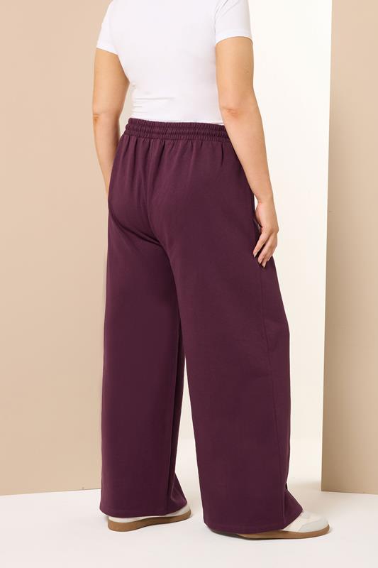 YOURS Plus Size Burgundy Red Wide Leg Joggers | Yours Clothing 4