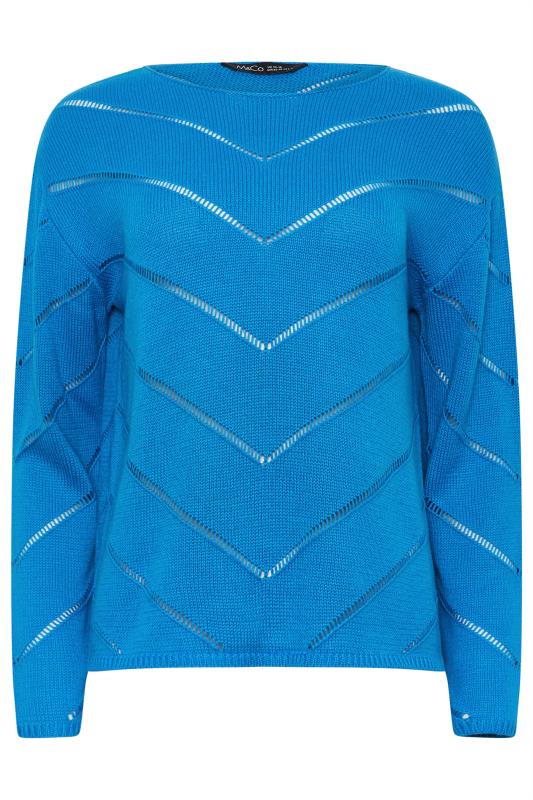 M&Co Blue Open Knit Detail Jumper| M&Co 5