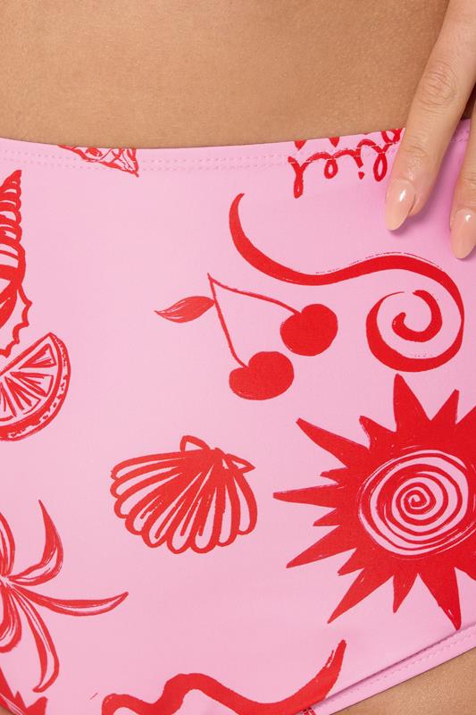YOURS Plus Size Pink Shell Print Super High Waist Bikini Brief | Yours Clothing 5