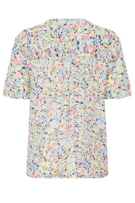 M&Co Blue Floral Print Frill Sleeve Blouse | M&Co 7