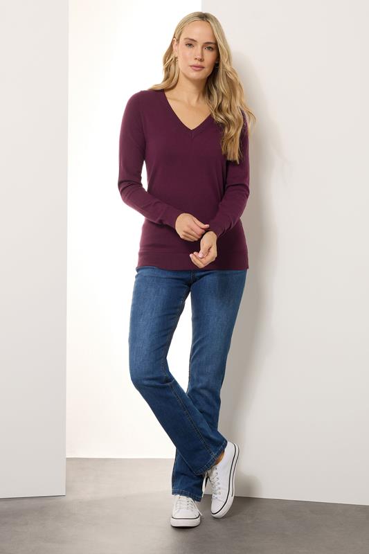 LTS Tall Cherry Red Knit V-Neck Jumper | Long Tall Sally 2