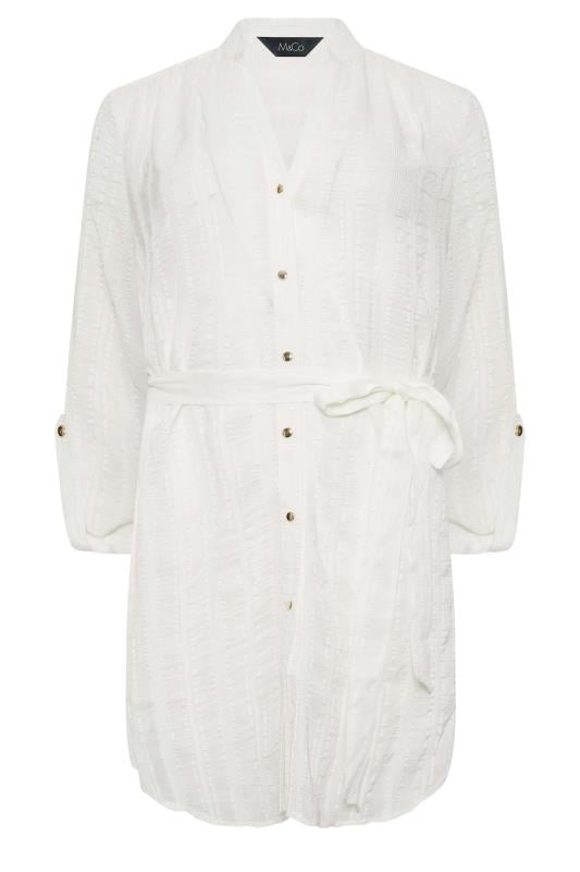 M&Co White Tie Waist Textured Tunic Shirt | M&Co  6