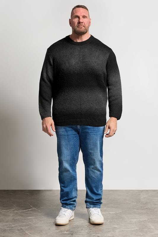 JACK & JONES Big & Tall Grey Crew Neck Knit Jumper | BadRhino 1