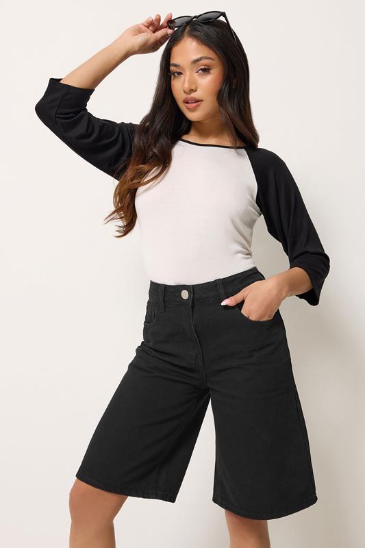 PixieGirl Petite Black Cotton Denim Jorts