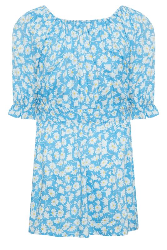 YOURS Plus Size Blue Floral Shirred Tie Front Top | Yours Clothing 7