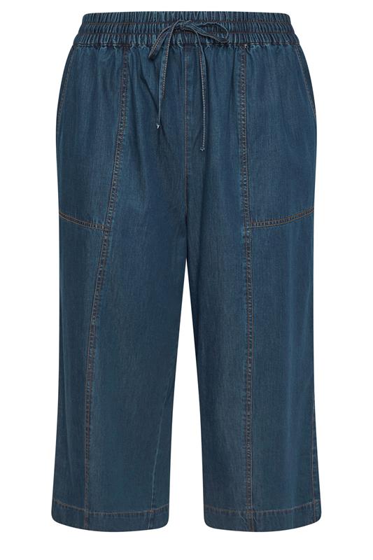 EVANS Plus Size Indigo Cotton Denim Crop Trouser | Evans 5