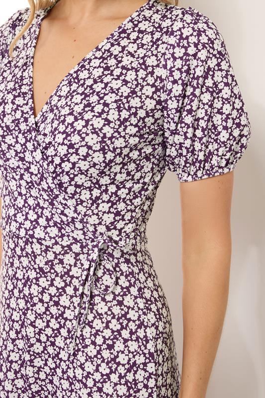 LTS Tall Berry Red Ditsy Floral Print Wrap Maxi Dress | Long Tall Sally 4