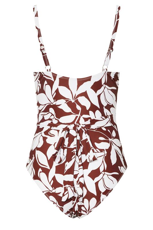 LTS Tall Rust Orange Floral Print Wrap Swimsuit | Long Tall Sally 9