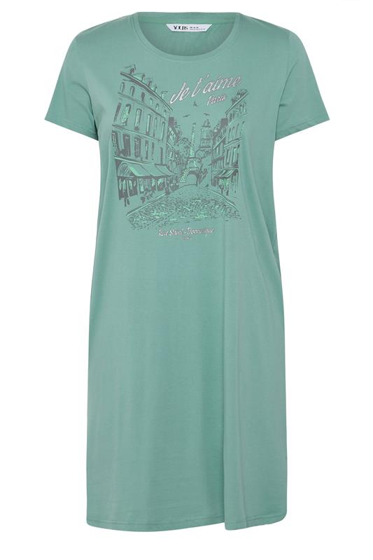 YOURSET Plus Size 2 PACK Green Paris Scene Nightdresses | Yours Clothing 7