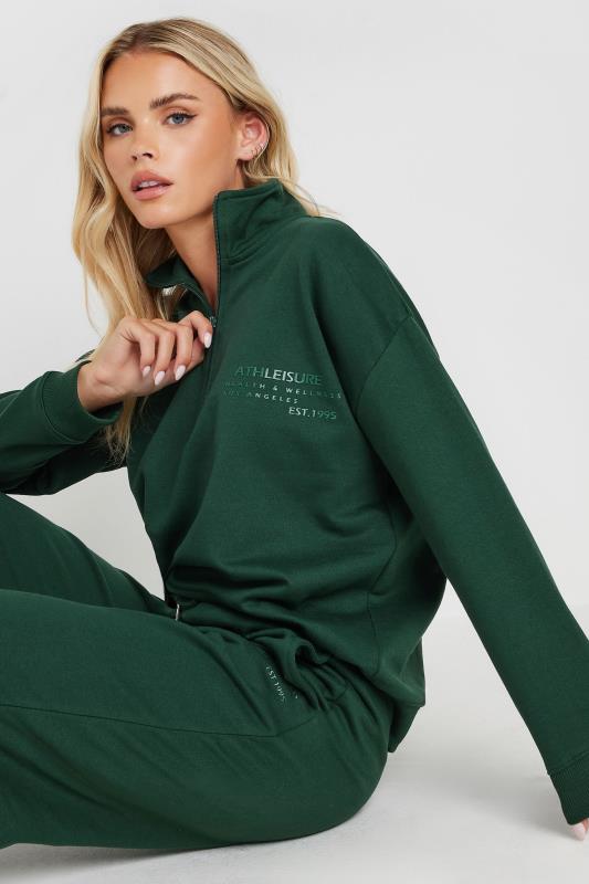 PixieGirl Petite Women's Forest Green High Neck Sweatshirt | PixieGirl 5