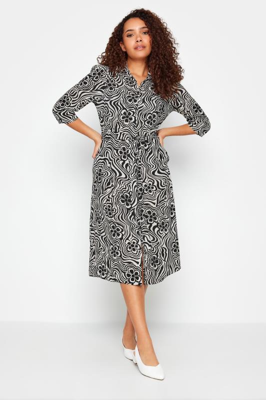 M&Co Black Floral Swirl Print Midi Shirt Dress | M&Co