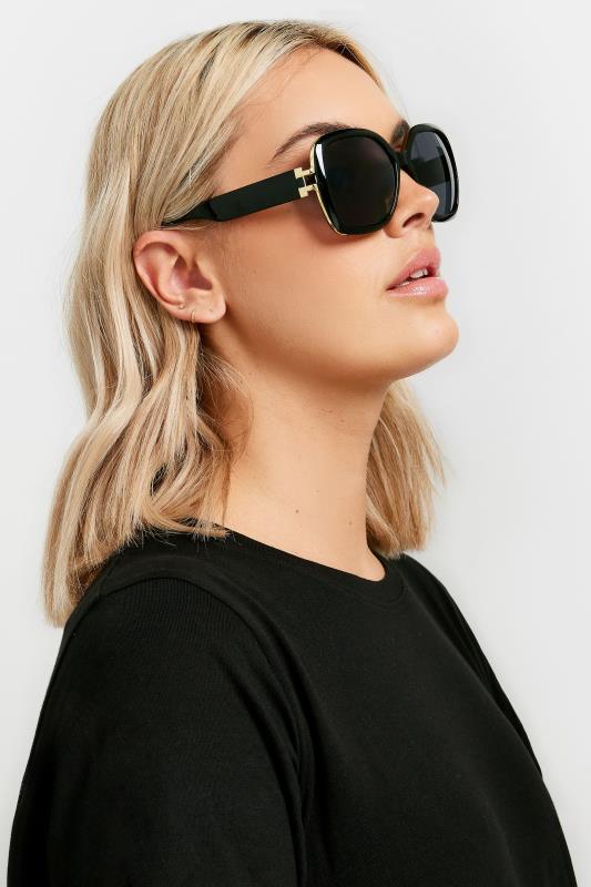 Plus Size  Yours Black Oversized Frame Gold Tone Detail Sunglasses