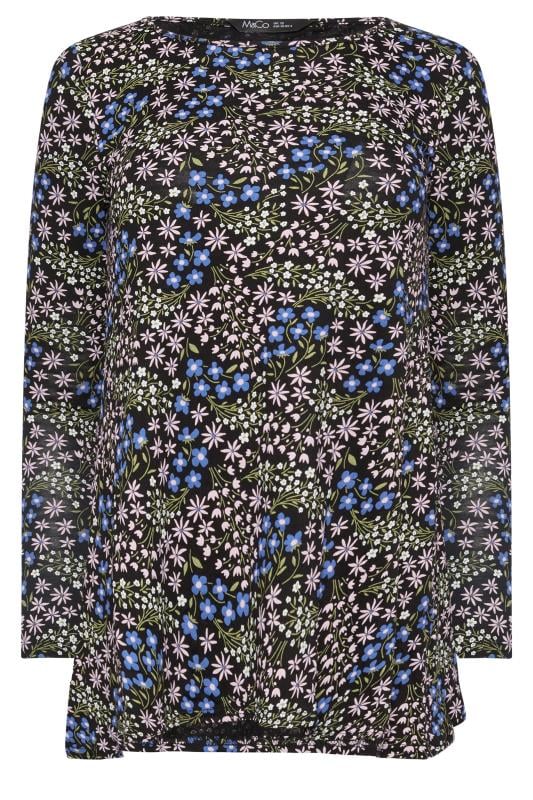 M&Co Black Floral Print Long Sleeve Top | M&Co 5