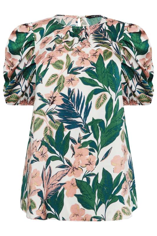 M&Co White Floral Print Puff Sleeve Blouse | M&Co  6