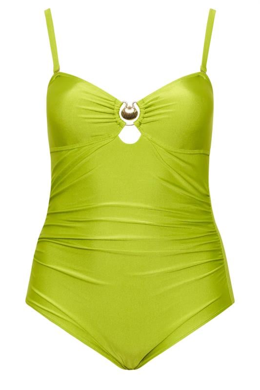 YOURS Plus Size Green Shell Detail Swimsuit | Yours Clothing 8
