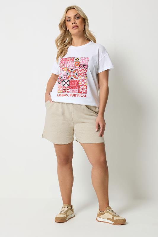 YOURS Plus Size Natural Brown Jogger Shorts | Yours Clothing 1