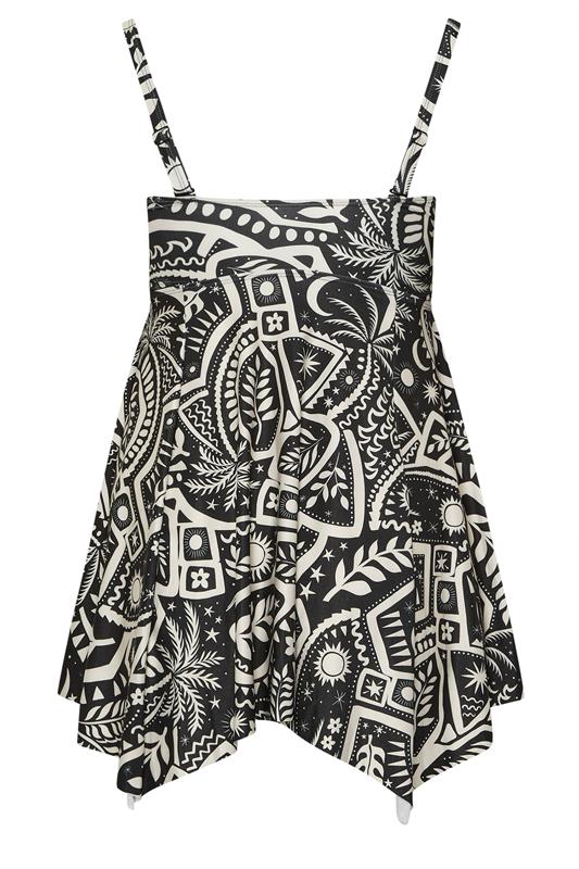 YOURS Plus Size Black Postcard Print Hanky Hem Tankini Top | Yours Clothing 8
