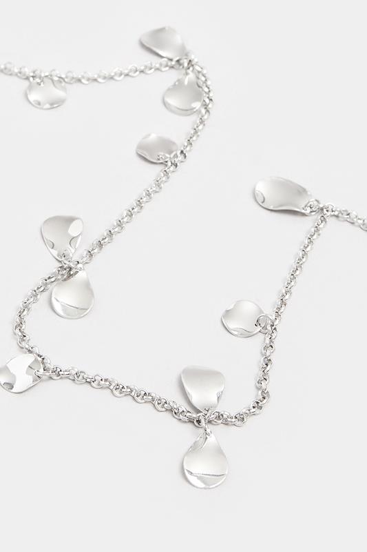Silver Tone Textured Disc Long Necklace | Yours Clothing 2