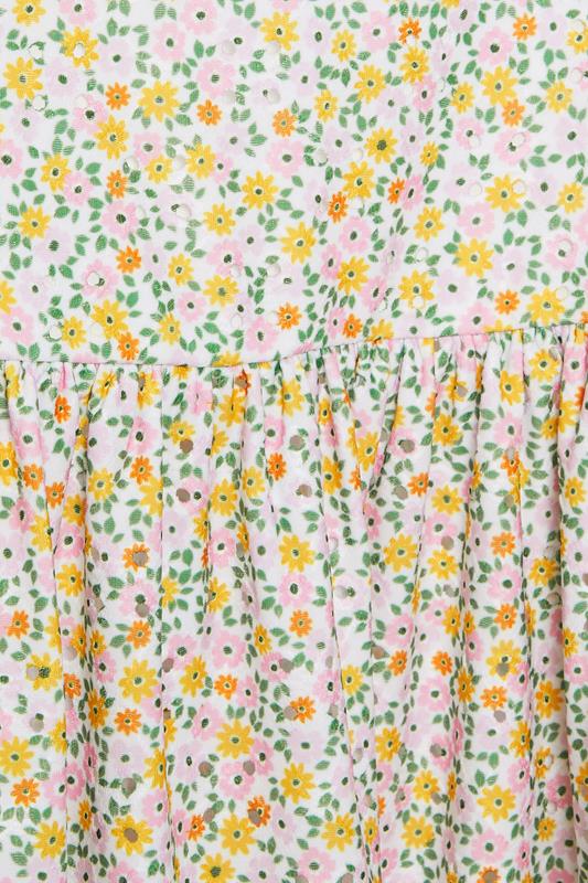 YOURS Plus Size Orange Floral Broderie Anglaise Peplum Top | Yours Clothing 6