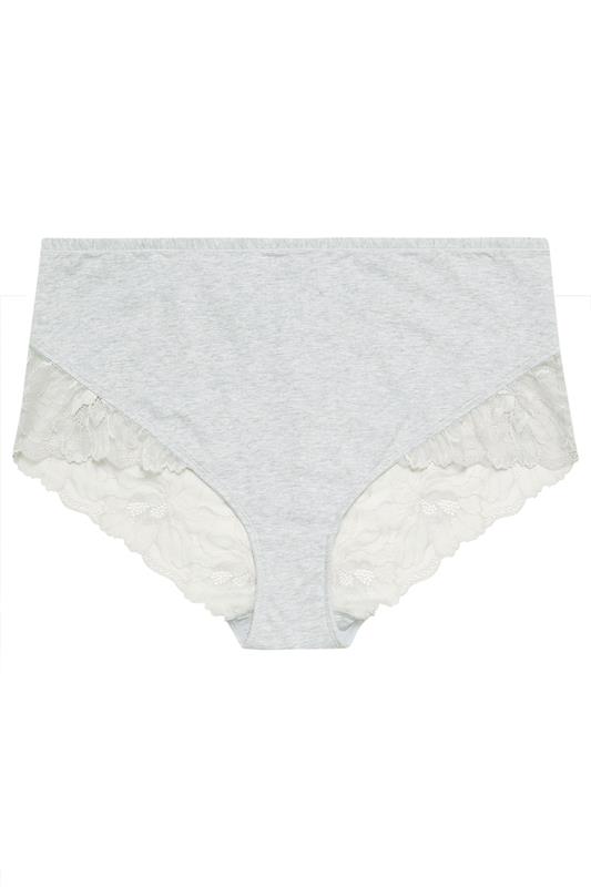 YOURS Curve Grey Marl Lace Back Full Briefs | Yours Clothing 6