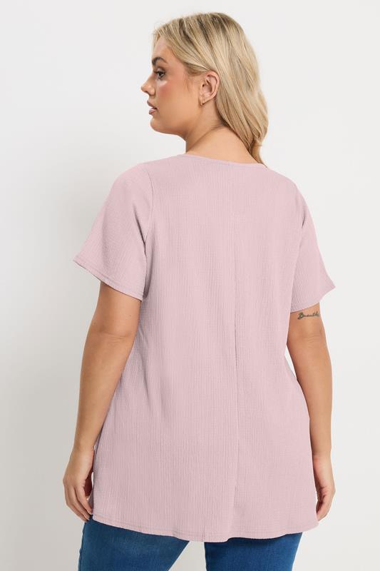 YOURS Plus Size Light Pink Textured Keyhole Detail Top | Yours Clothing 2