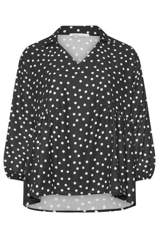 YOURS LONDON Plus Size Black Polka Dot Gathered Side Shirt | Yours Clothing 5