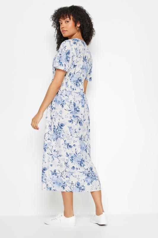 M&Co White & Blue Floral Print Button Through Midi Tea Dress | M&Co 3