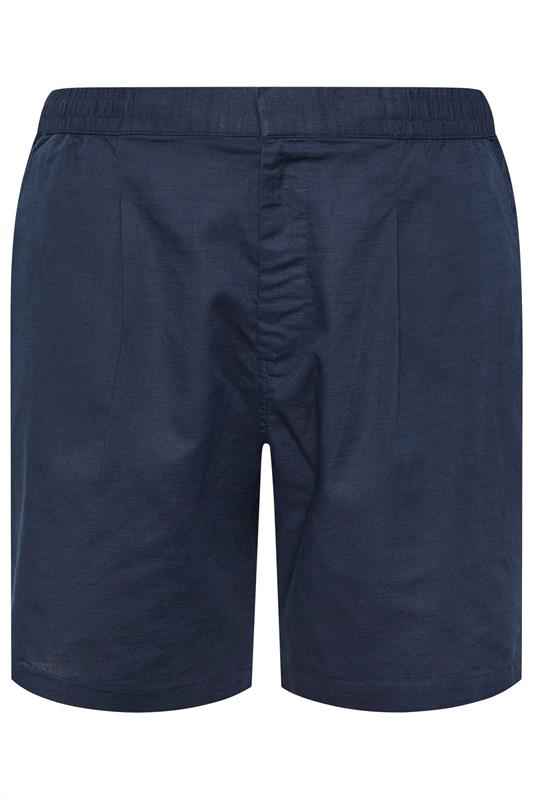 BadRhino Big & Tall Navy Blue Cotton Linen Mix Shorts | BadRhino 8