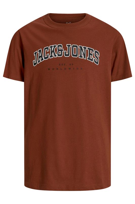 JACK & JONES Big & Tall Burnt Henna Red Varsity Logo T-Shirt | BadRhino 2