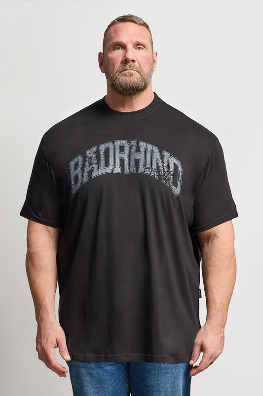  BadRhino Big & Tall Black Extra Long Distressed Graphic T-Shirt