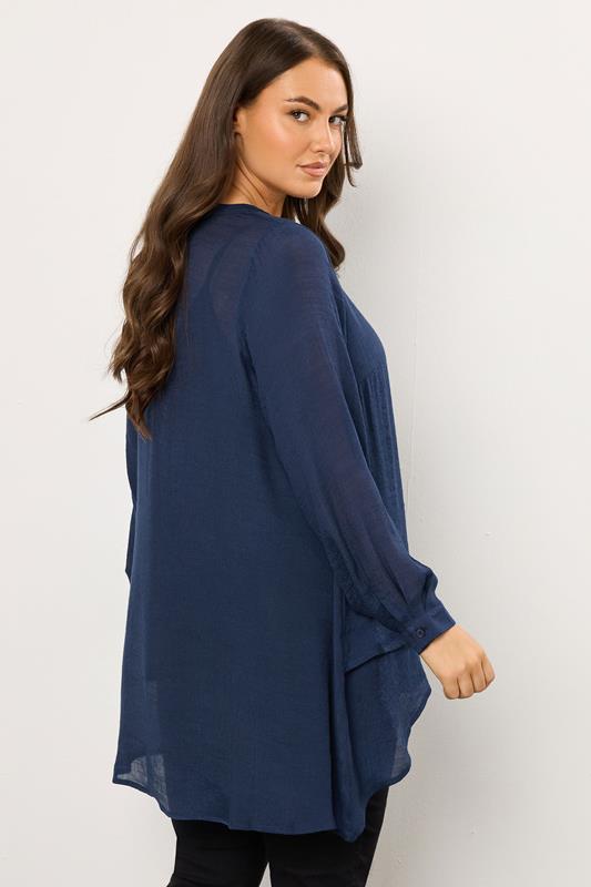EVANS Plus Size Navy Blue Double Layer Blouse | Evans  4