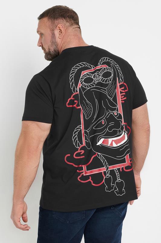 BadRhino Big & Tall Black Japanese Print T-Shirt  2