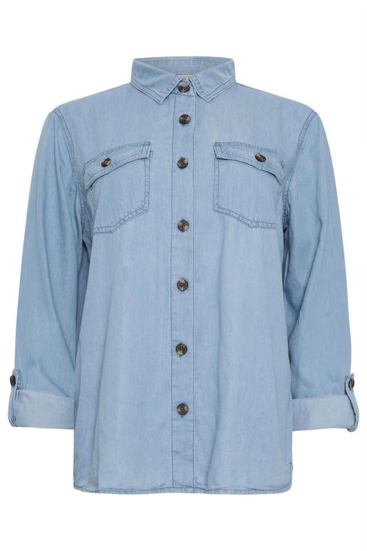 M&Co Blue Light Wash Tab Sleeve Tencel Denim Shirt | M&Co 5