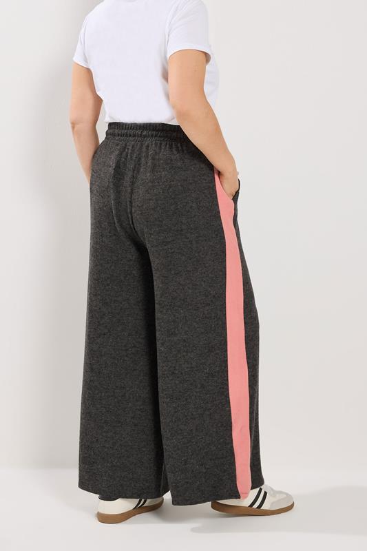 YOURS Plus Size Grey Side Stripe Trousers | Yours Clothing 2