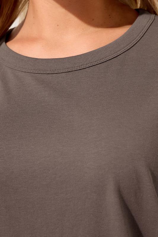 YOURS Plus Size Brown Oversized Boxy T-Shirt | Yours Clothing 4
