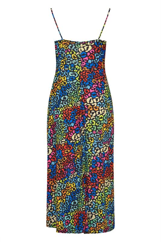 LIMITED COLLECTION Plus Size Black Rainbow Leopard Print Side Split Midaxi Dress | Yours Clothing 3