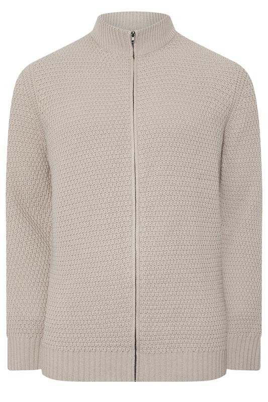 BadRhino Big & Tall Natural Brown Wool Zip Through Jumper | BadRhino 5